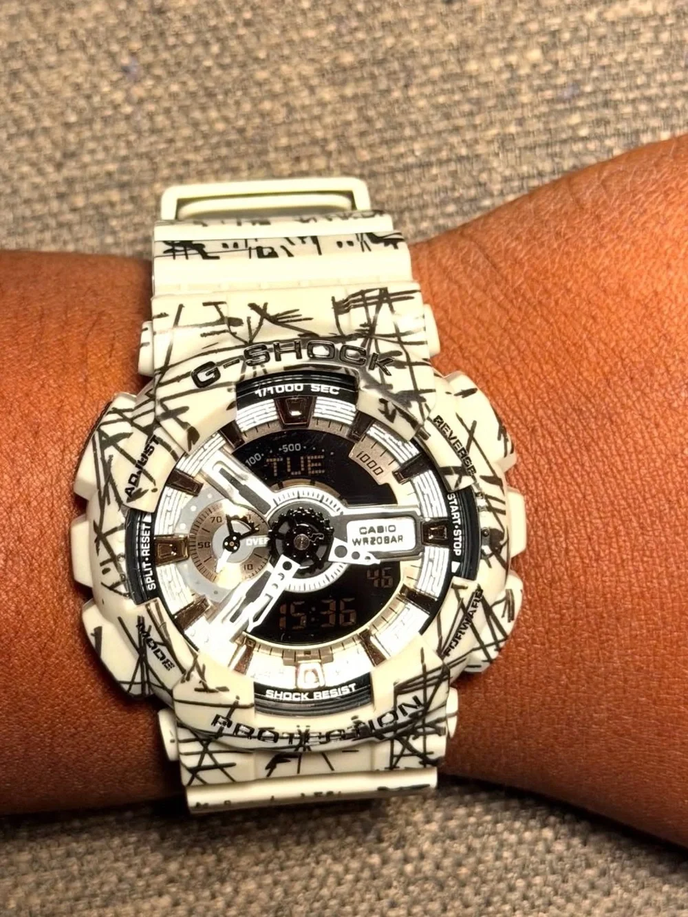 G-Shock White and Black Graphic Resin Sports Watch